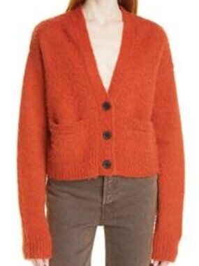 RE/DONE Women's Small Wool Alpaca Burnt Orange Cardigan Sweater Button Front